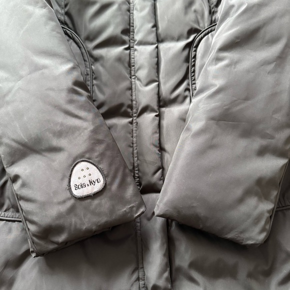 Soia & Kyo Black Down Puffer Lightweight Hooded Parka Jacket Sz XS Mid Length - Picture 6 of 15